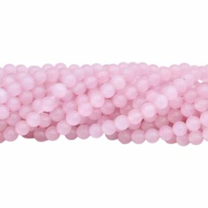 Cats Eye - Round - Glass - 6mm - Pink - 36cm Strand