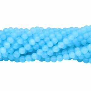 Cats Eye - Round - Glass - 6mm - Blue - 36cm Strand