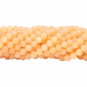 Cats Eye - Round - Glass - 6mm - Orange - 36cm Strand