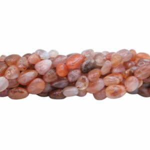 6 to 8mm Nugget Shape Bead - Striped Red Agate - 39cm Strand
