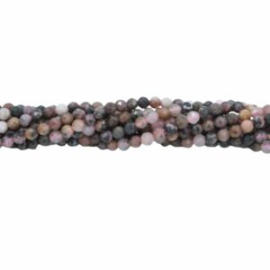 4mm Brazilian Rhodonite - Round Faceted - 39cm Strand