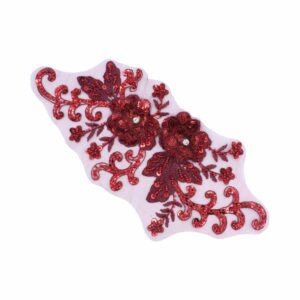 39cm - Floral Motif - Dark Red