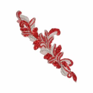 44cm - Floral Motif - Red / Silver