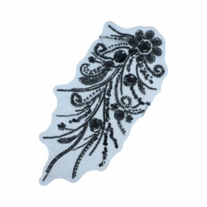 38cm - Floral Motif - Black - Right