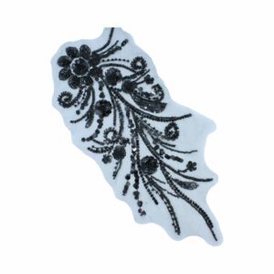 38cm - Floral Motif - Black - Left