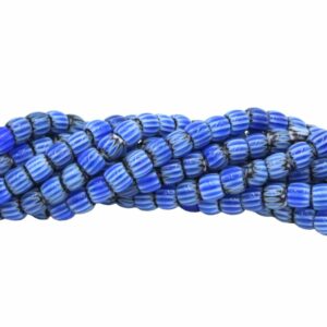 Drum Lampwork Beads - Glass - 6mm - 39cm Strand - Blue