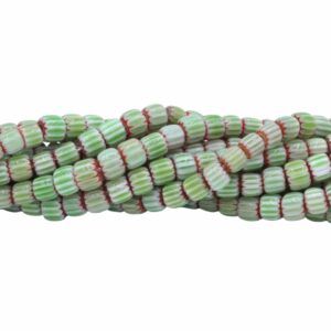 Drum Lampwork Beads - Glass - 6mm - 39cm Strand - Green