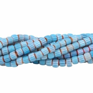 Drum Lampwork Beads - Glass - 6mm - 39cm Strand - Light Blue