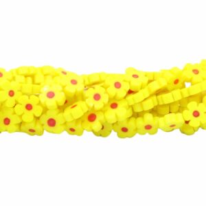 Flower Lampwork Beads - Glass - 8mm - 40cm Strand - Yellow