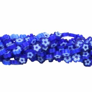 Flower Lampwork Beads - Glass - 8mm - 40cm Strand - Blue