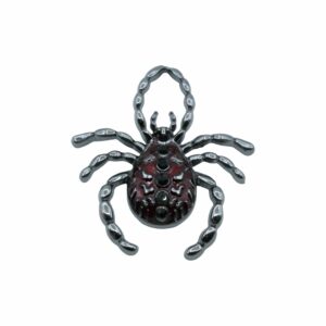 Gothic Spider Charm - 40mm - Gun Metal / Ruby
