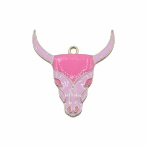 Bull Charm - 36mm - Gold / Pink