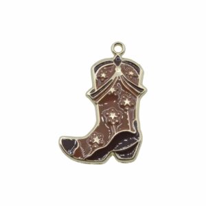 Cowboy Boots Charm - 34mm - Gold / Brown