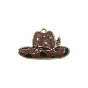 Cowboy Hat Charm - 34mm - Gold / Brown