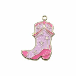 Cowgirl Boots Charm - 34mm - Gold / Pink