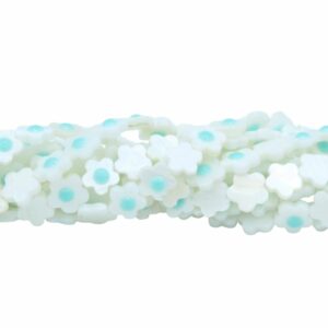 Shell Flower Beads - 10mm - 39cm Strand - Blue