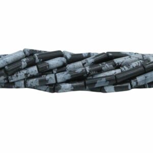 13 x 4mm Tube Bead - Snowflake Obsidian - 38cm Strand