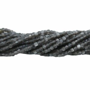 Cube Bead – 2.5mm - 39cm Strand - Silver Obsidian