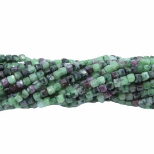 Cube Bead – 2.5mm - 39cm Strand - Epidote Ruby