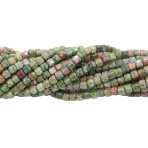 Cube Bead – 2.5mm - 39cm Strand - Unakite