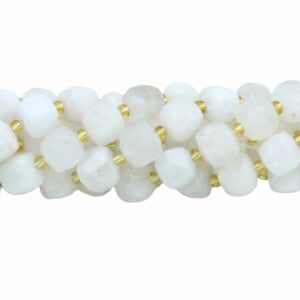 Cube Bead – 8mm - Faceted - 37cm Strand - Moonstone