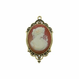 Cameo Pendant - 65mm - Carnelian / Antique Gold
