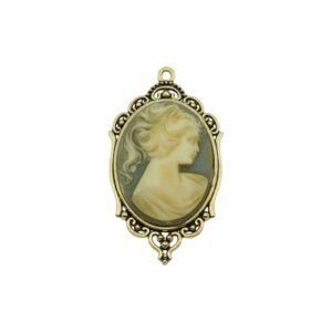 Cameo Pendant - 65mm - Wedgewood / Antique Gold