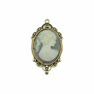 Cameo Pendant - 65mm - Wedgewood / Antique Gold