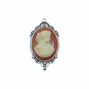 Cameo Pendant - 65mm - Carnelian / Antique Silver