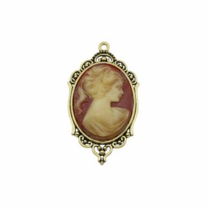 Cameo Pendant - 65mm - Carnelian / Antique Gold