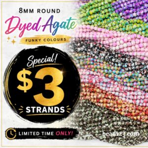 8mm Agate – Round Bead – Fun Dye