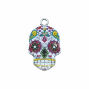 Skull Charm - 23 x 14mm - Antique Silver / Mix Colour