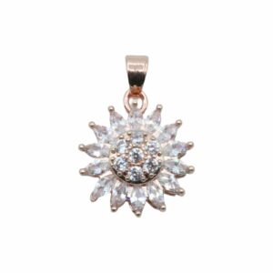 Spinning Flower / Crystal Pendant - Rose Gold - 18mm