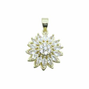 Spinning Flower / Crystal Pendant - Gold - 18mm