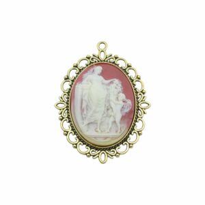 Cameo Pendant - 60mm - Carnelian / Antique Gold