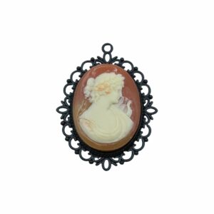 Cameo Pendant - 60mm - Carnelian / Black
