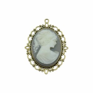 Cameo Pendant - 60mm - Wedgewood / Antique Gold