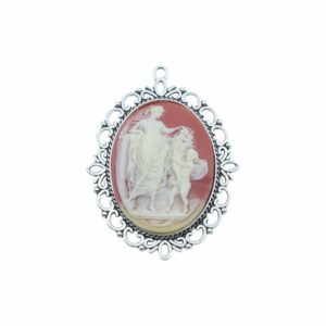 Cameo Pendant - 60mm - Carnelian / Antique Silver