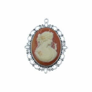 Cameo Pendant - 60mm - Carnelian / Antique Silver