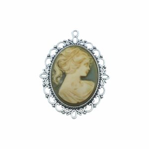 Cameo Pendant - 60mm - Wedgewood / Antique Silver