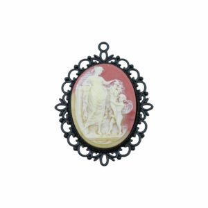 Cameo Pendant - 60mm - Carnelian / Black