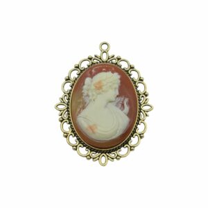 Cameo Pendant - 60mm - Carnelian / Antique Gold