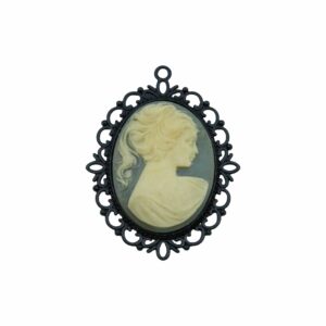 Cameo Pendant - 60mm - Wedgewood / Black