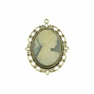 Cameo Pendant - 60mm - Wedgewood / Antique Gold