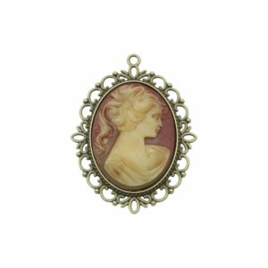 Cameo Pendant - 60mm - Carnelian / Brass
