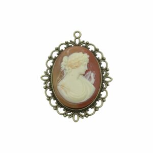 Cameo Pendant - 60mm - Carnelian / Brass