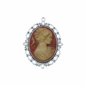 Cameo Pendant - 60mm - Carnelian / Antique Silver