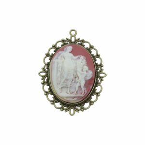 Cameo Pendant - 60mm - Carnelian / Brass