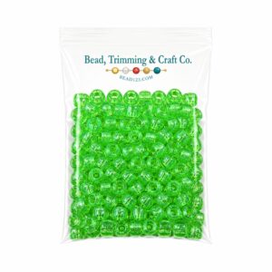 Pony Beads - 9mm - Green Light - Glitter - 100 Pieces