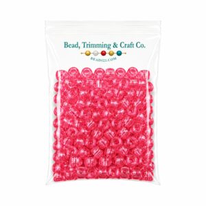 Pony Beads - 9mm - Pink - Glitter - 100 Pieces